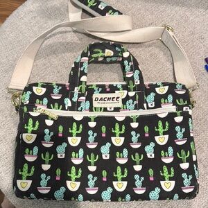 Black Cactus Print Women's Bag